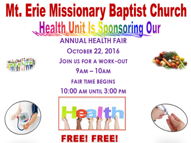 Mt. Erie Missionary Baptist Church Health Fair